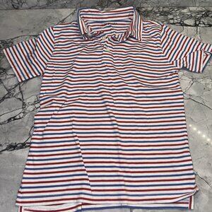 Crewcuts Medium (8-9) Boys Red White Blue Striped Polo Shirt